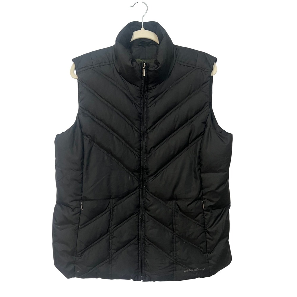 Eddie Bauer Premium Goose Down Puffer Vest Mens Size XL Black Quilted Outdoor